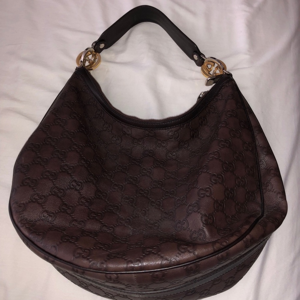 Dark brown leather Gucci purse